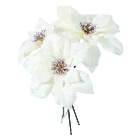 特価◎即日★【造花】YDM/ベルベットポインセチアバンドル×3 クリーム/FS-6113-CR