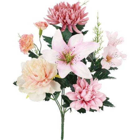 【造花】YDM/洋花カラー仏花ブッシュP L ピンク/FP-1027P