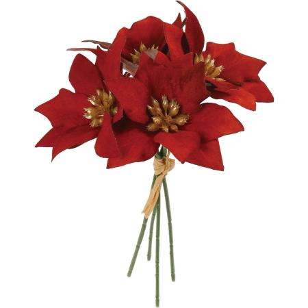 即日★【造花】YDM/ベルベットポインセチアピック4P バーガンディー/FS-6341-BUR