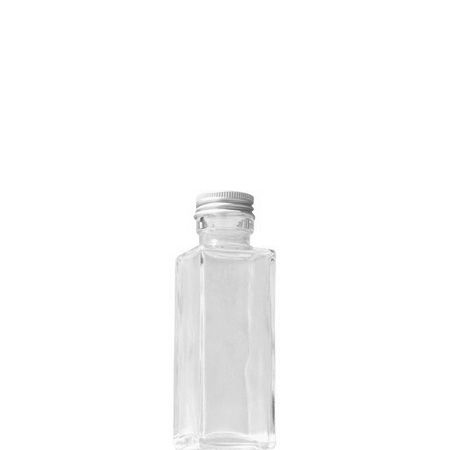 即日★ハーバリウム瓶(角)100ml アルミキャップ付「キャップ色:シルバー」