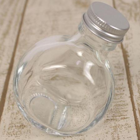 即日★ ハーバリウム瓶(フラット)100ml アルミキャップ付「キャップ色:シルバー」