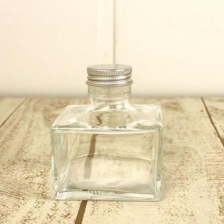 即日★ハーバリウム瓶(スクエアショート)150ml アルミキャップ付「キャップ色:シルバー」