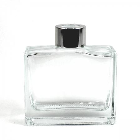 即日★ リードディフューザー用ガラス瓶 横長 100ml 銀カバー+中栓付