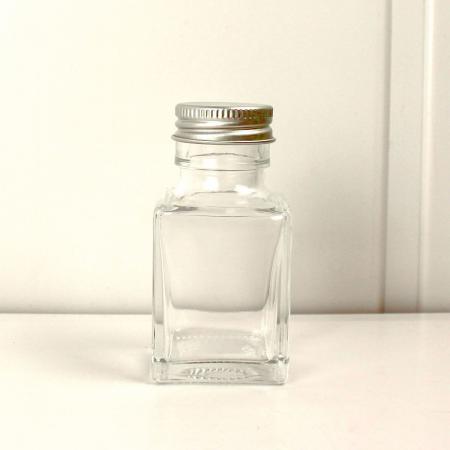即日★ ハーバリウム瓶 (角)50ml アルミキャップ付「キャップ色:シルバー」