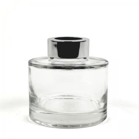 即日★ リードディフューザー用ガラス瓶 丸型 150ml 銀カバー+中栓付