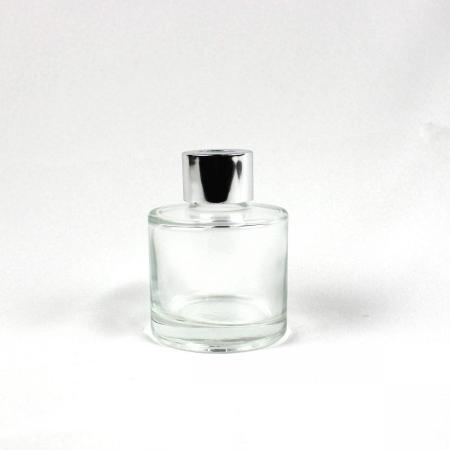 即日★ リードディフューザー用ガラス瓶 丸型 50ml  銀カバー+中栓付