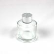 即日★ リードディフューザー用ガラス瓶 丸型 50ml  銀カバー+中栓付