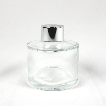 即日★ リードディフューザー用ガラス瓶 丸型 100ml  銀カバー+中栓付