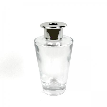 アウトレット◎即日★ リードディフューザー用ガラス瓶 コニカル型 200ml 銀カバー+中栓付