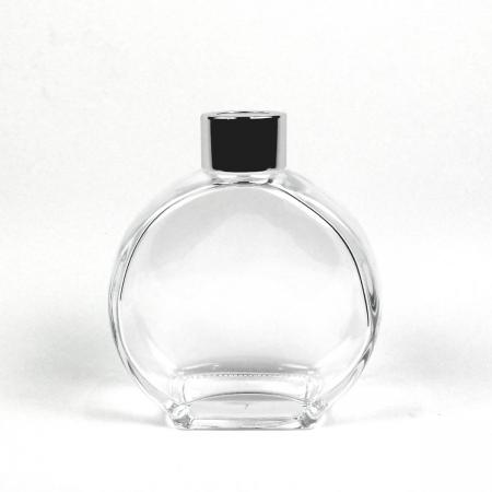 即日★ リードディフューザー用ガラス瓶 扁円形 160ml 銀カバー+中栓付