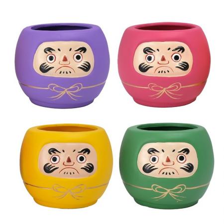 GREENHOUSE/NY陶製だるまポット カラフルアソート /4種×各1/NY308S