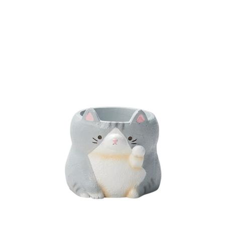 特価◎即日★GREENHOUSE/リトルレジンポット まねきいえねこ アメショ・グレー/5477