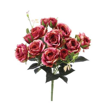 【造花】ビバ工芸/VE-6747 アロマローズブッシュ BUR/VE-6747