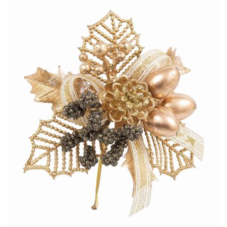 特価◎【造花】ビバ工芸/XE-8373 クリスマスピック BK/GO/XE-8373BK/GO