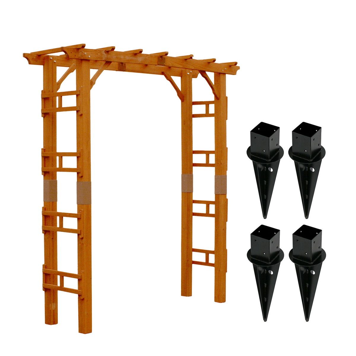 【直送】住まいスタイル/天然木製アーチ 190 1台(土中用金具セット) 「Flex Pergola」 ライトブラウン